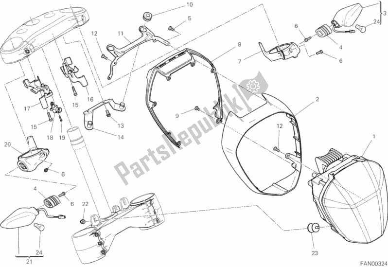 Tutte le parti per il Faro del Ducati Diavel Xdiavel USA 1260 2019